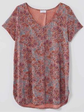 J. Jill Coral Paisley Short Sleeve Tunic